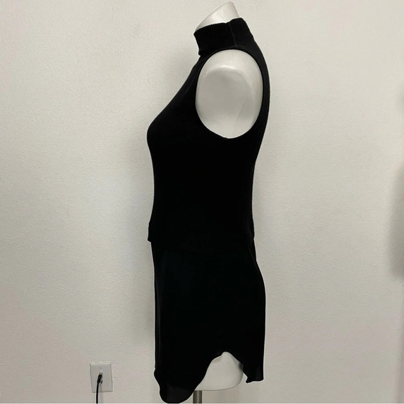 Theory Black Wool Silk Blend Sleeveless Rib Knit Combo Tunic Sweater Size S - Picture 8 of 12